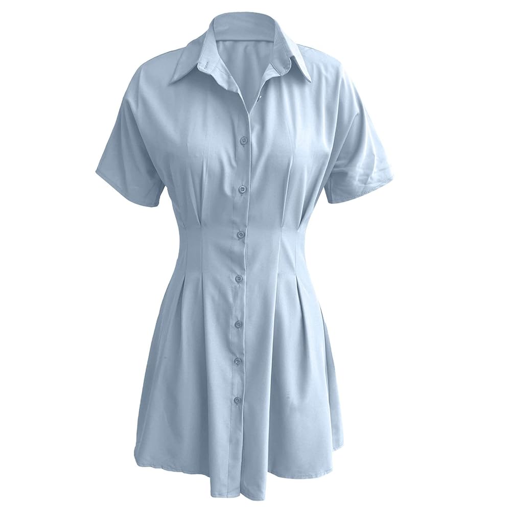 Sexy Mini Shirt Dress for Women Tie Waist Business Casual